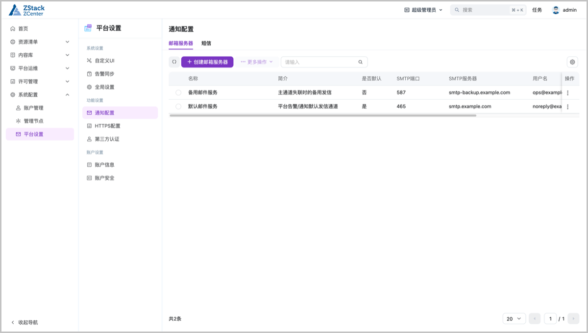 通知配置
